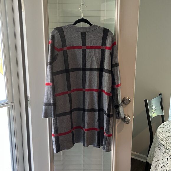 Tahari Women’s Cardigan 2X Plaid Duster Long - Picture 2 of 4